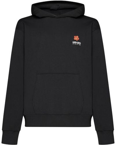 KENZO Logo Cotton Hoodie - Black