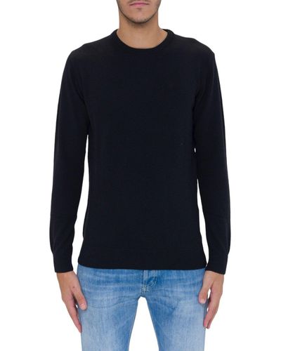Barbour Logo Embroidered Crewneck Knitted Sweater - Blue