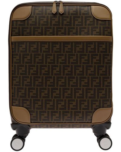 Fendi Brown All-over Ff Print Small Trolley Suitcase - Black