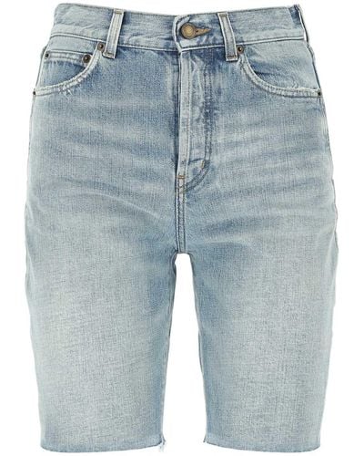 Saint Laurent High-waist Denim Shorts - Blue