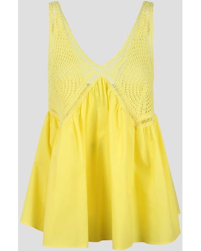 P.A.R.O.S.H. Crochet Embroidery Top - Yellow