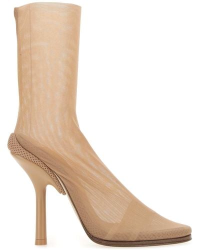 Burberry Stretch Tulle Ankle Boots - Natural