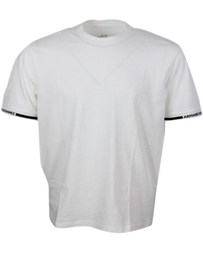 Armani Short-Sleeved Crew-Neck T-Shirt With Logo On The Sleeves - Gray