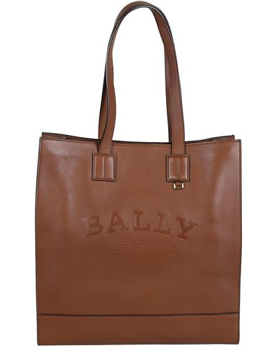 Bally Logo Engraved Tote - Brown