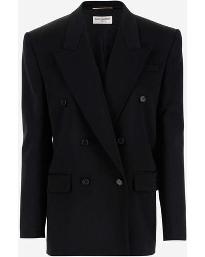 Saint Laurent Oversized Wool Jacket - Black
