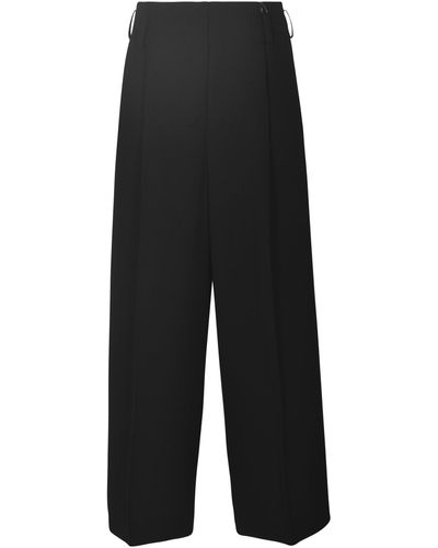 Yohji Yamamoto Wide Straight Leg Plain Trousers - Black