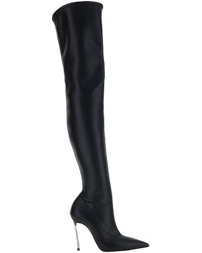 Casadei Superblade Over-The-Knee Boots With Stiletto Heels - Black