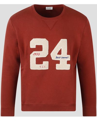 Saint Laurent 24 Ysl Crewneck Sweatshirt - Red