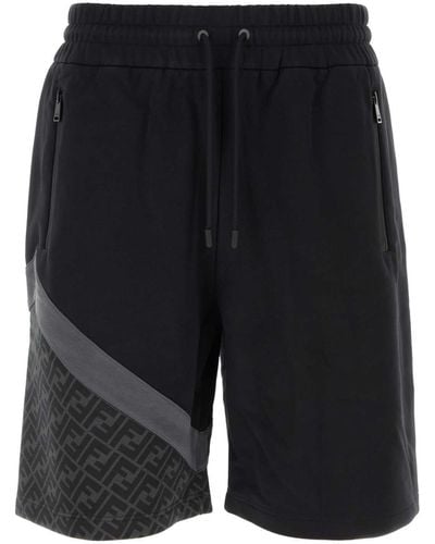 Fendi Cotton Blend Bermuda Shorts - Black