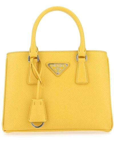 Prada Leather Mini Galleria Handbag - Yellow