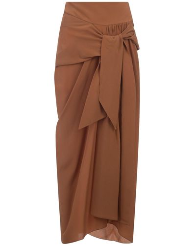Ermanno Scervino Silk Sarong Skirt - Brown
