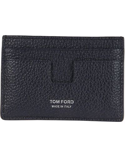 Tom Ford Logo Printed Classic Credit Card Holder - Blue