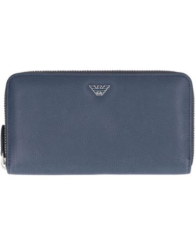 Emporio Armani Leather Zip Around Wallet - Blue