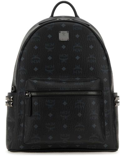 MCM Printed Canvas Stark Side Studs Backpack - Black