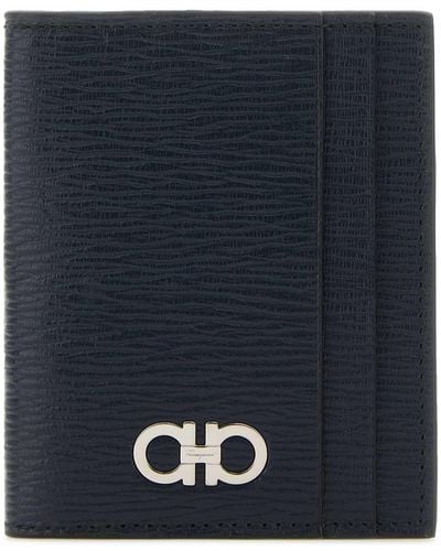 Ferragamo Leather Card Holder - Blue
