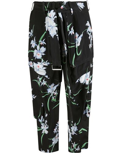 N°21 Floral Print Belted Trousers - Black