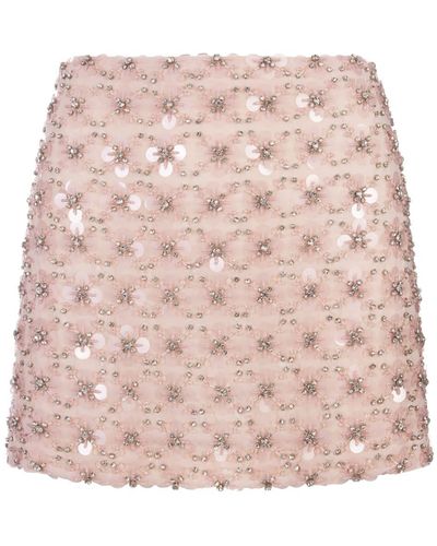 P.A.R.O.S.H. Light Full Sequins Ginny Mini Skirt - Pink