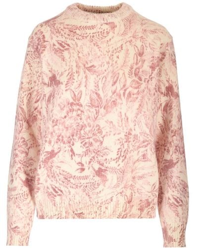 Golden Goose Floral-jacquard Wool-blend Sweater - Pink