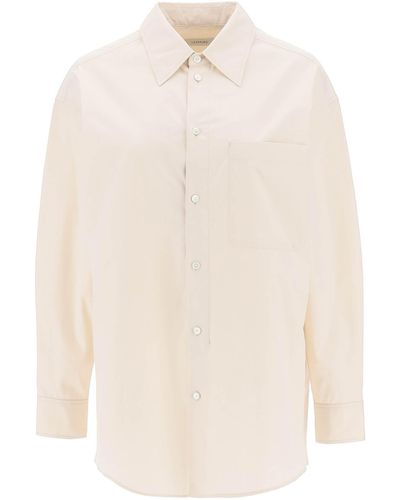 Lemaire Oversized Shirt In Poplin - White