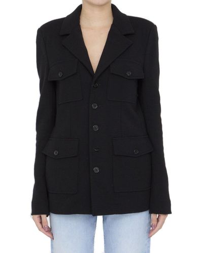 Saint Laurent Saharienne Long-Sleeved Jacket - Black