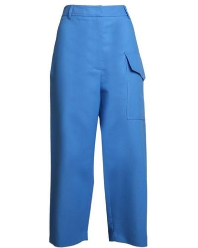 Stella McCartney Cropped Cotton Pants - Blue
