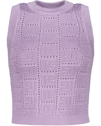 Balmain Knitted Viscosa-blend Top - Purple