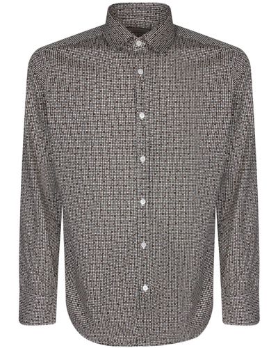 Canali Micropattern/ Shirt - Grey