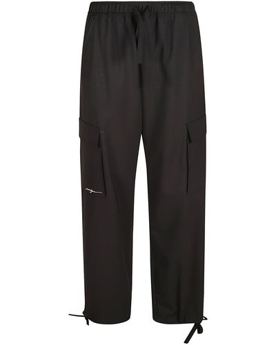 MSGM Cargo Straight Laced Pants - Black