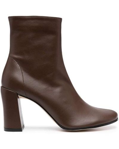 BY FAR Vlada 80mm Leather Ankle Boots - Brown