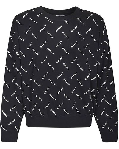 Bally All-Over Logo Print Ribbed Sweatshirt - Black