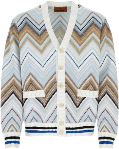 Missoni Embroidered Cotton Blend Cardigan - Grey