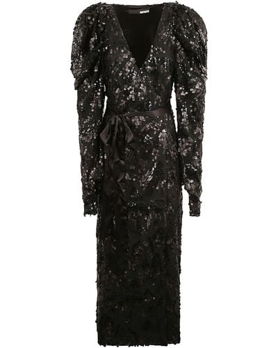 ROTATE BIRGER CHRISTENSEN Sequin Midi Wrap Dress - Black