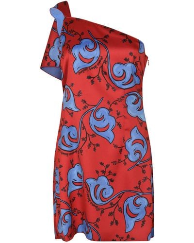 Versace Twigs Print Dress - Red