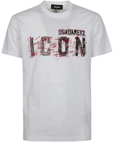 DSquared² Icon Scribble Cool Fit T-Shirt - Grey