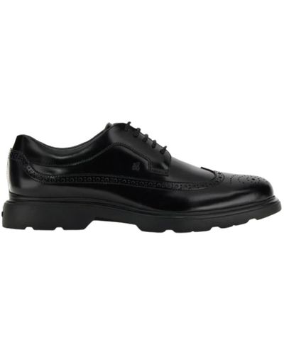 Hogan H393 Perforated Derby Shoes - Black