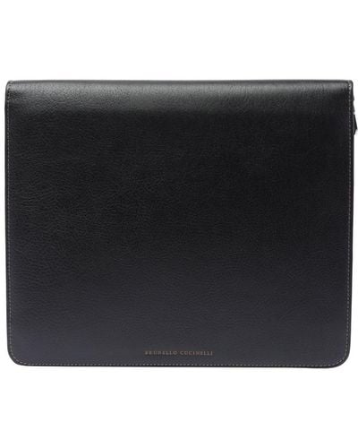 Brunello Cucinelli Zipped Laptop Bag - Black