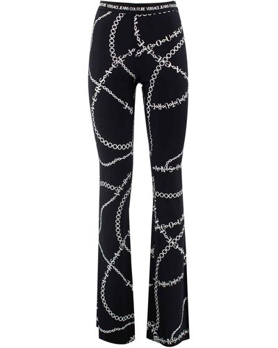 Versace Chain-print Flared Pants - Black