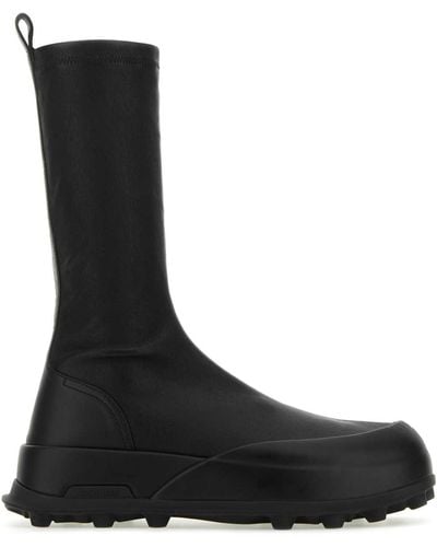 Jil Sander Leather Ankle Boots - Black