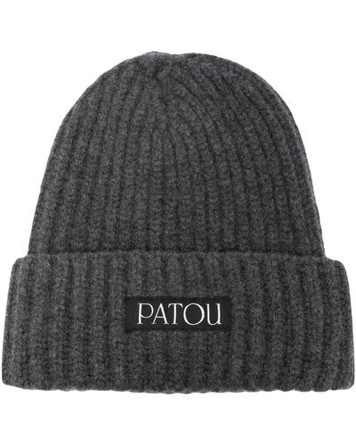 Patou Logo-patch Ribbed Beanie - Grey