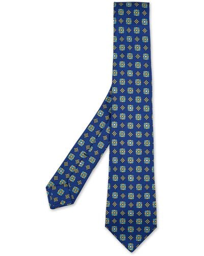 Kiton Tie With Geometric Pattern - Blue