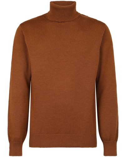 Original Vintage Style High Neck Sweater - Brown