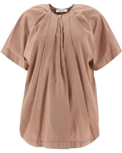 Lemaire Pleated Short-sleeved Crewneck Top - Pink