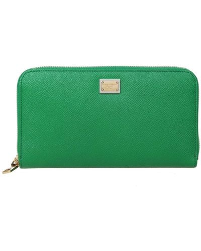 Dolce & Gabbana Refined Leather Dauphine Wallet - Green