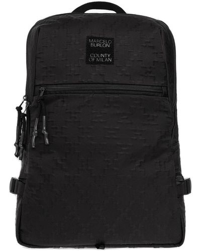 Marcelo Burlon Monogrammed Backpack - Black