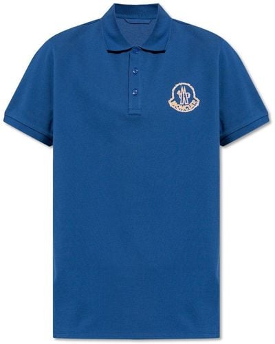 Moncler Polo With Logo - Blue