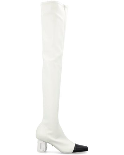 Gcds Logo Embossed Over-the-knee Boots - White