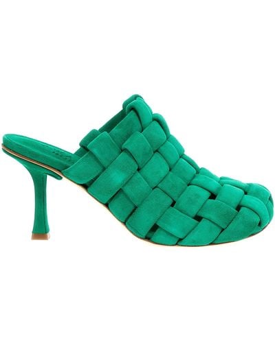 A.W.A.K.E. MODE Wilma Chubby Mules - Green