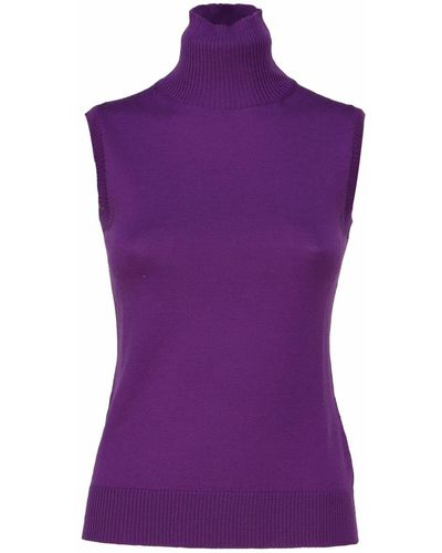 Sportmax Turtleneck Sweater In Pure Wool - Purple