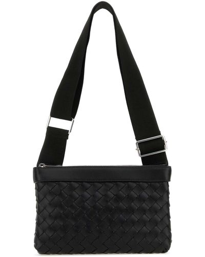 Bottega Veneta Leather Duo Crossbody Bag - Black