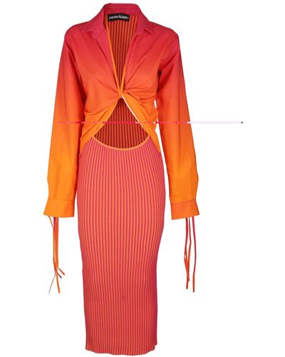 ANDREADAMO Ribbed Knit Midi Dress - Orange